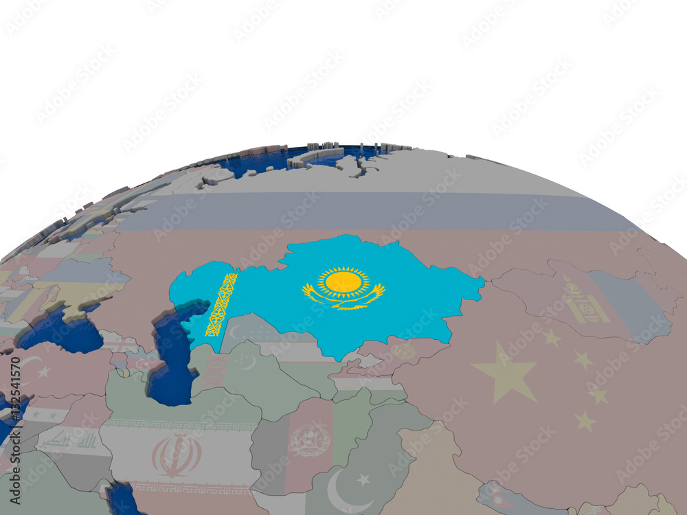 Kazakhstan with flag