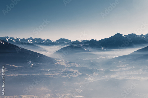Sunny mountain Alpine landscape