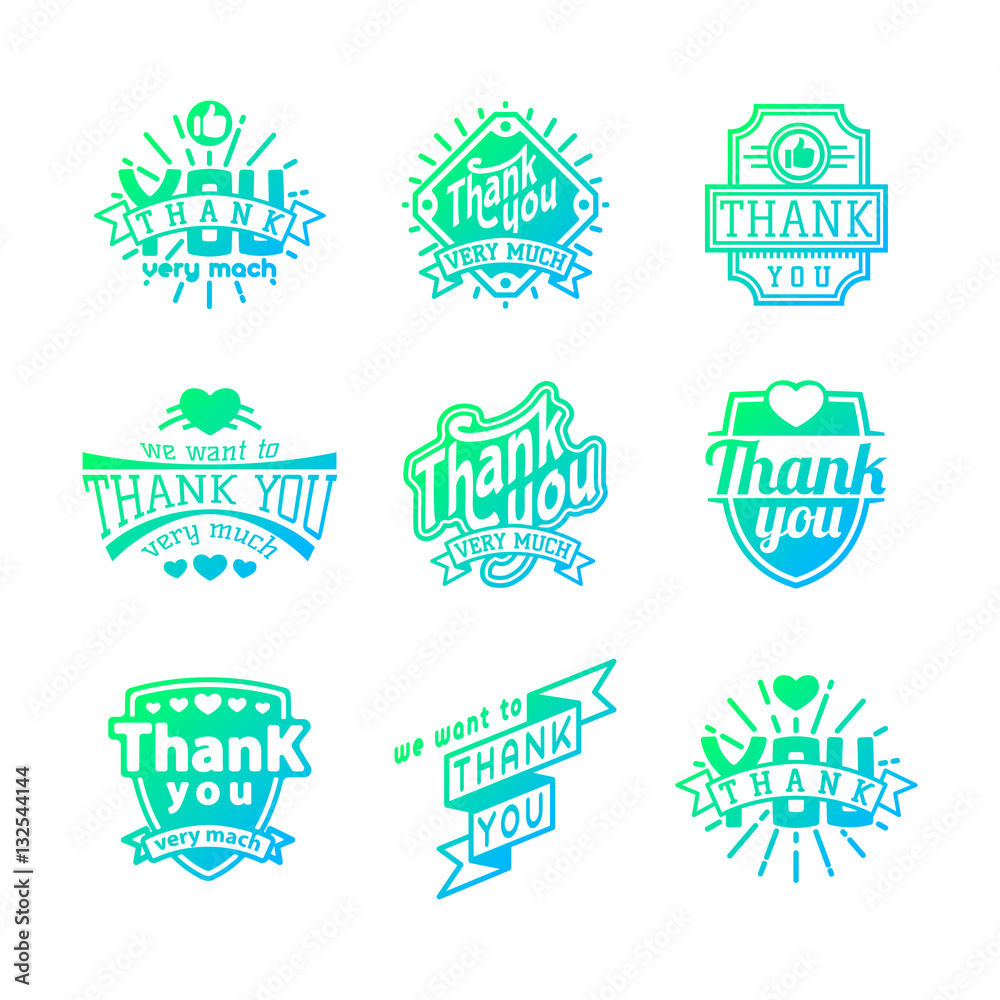 Fototapeta premium Thank you text lettering vector logo badge