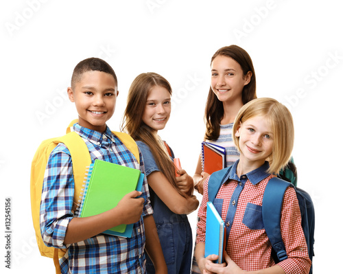 Cheerful teenagers with bac...