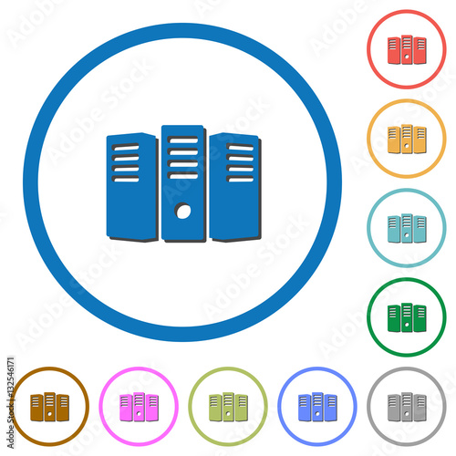 Server hosting icons with shadows and outlines