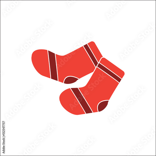 Vector illustration of warm red socks in flat design isolated on white background