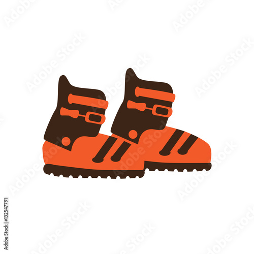 Vector isolated icon illustration of ski boots in flat design on white background