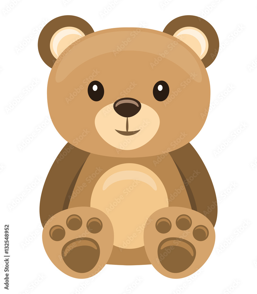 Fototapeta premium Little teddy bear character isolated on white background.