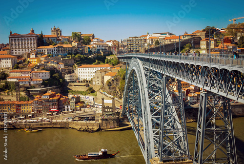 Dom Luis I Bridge and view of Porto old town