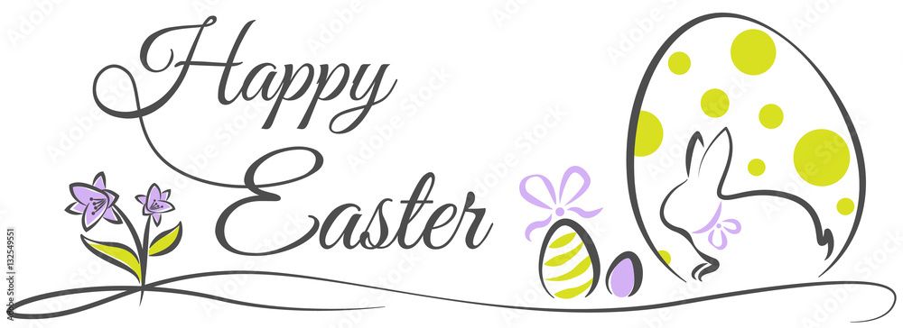 Fototapeta premium happy easter bunny with easter eggs decoration vector