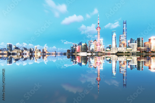 Beautiful Shanghai skyline at night,modern urban background