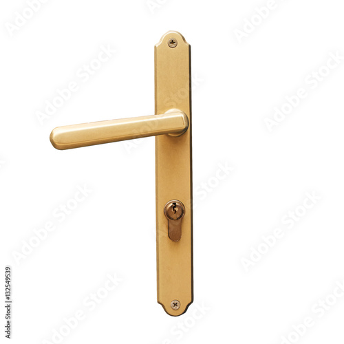 gold color door knob, isolated on white background