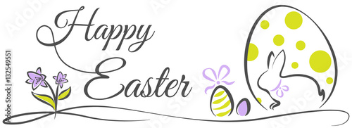 happy easter bunny with easter eggs decoration vector