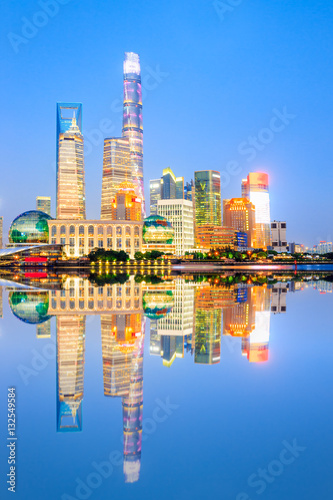 Beautiful Shanghai skyline at night,modern urban background © ABCDstock