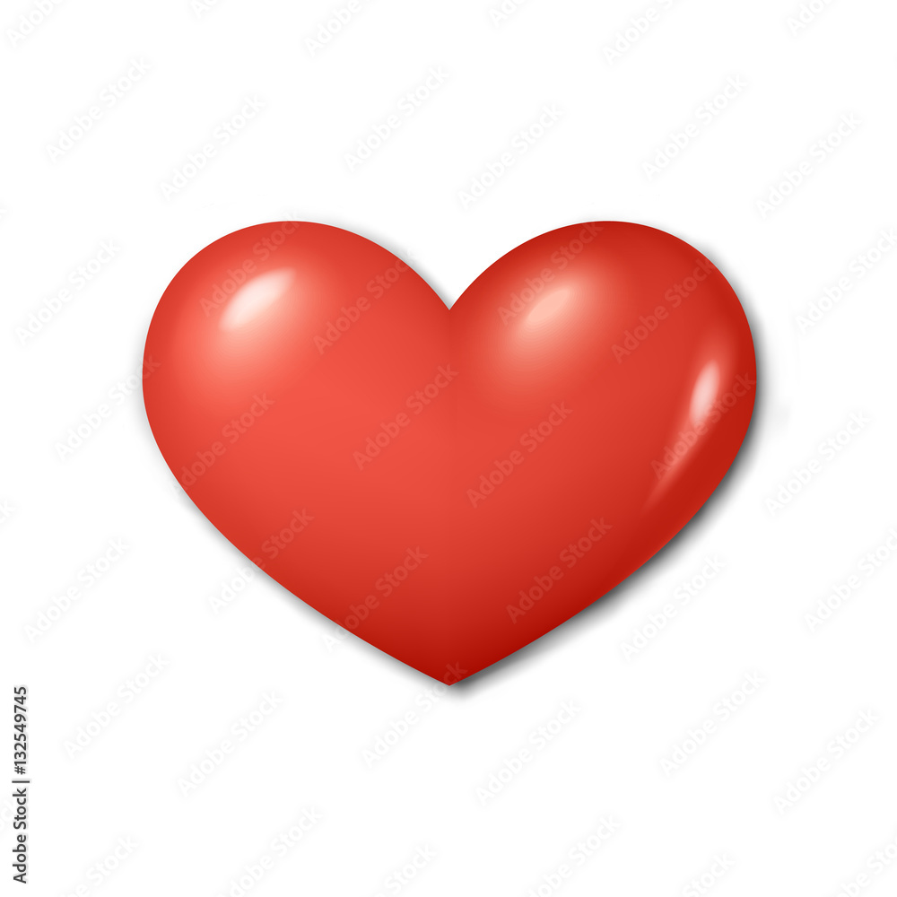 Vector illustration. Red heart on a white background.