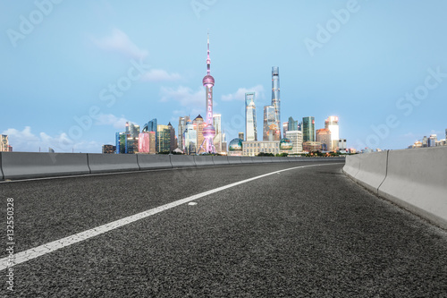 Highway and modern urban architecture scene in Shanghai