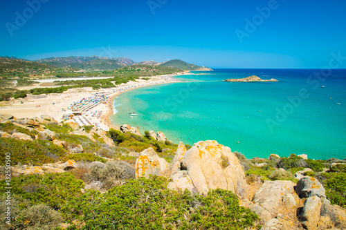 Photography Panorama of Chia coast, Sardinia, Italy.