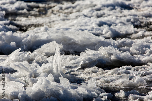 Ice blocks on river