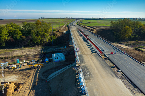 New road construction site aerial view