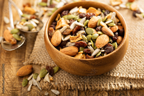 Dried fruit and nuts trail mix photo