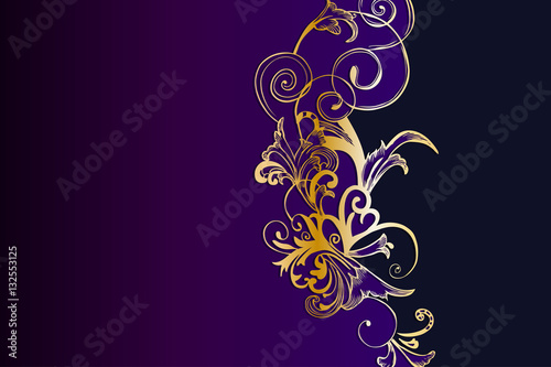 Western Golden And Purple Floral Background Template 