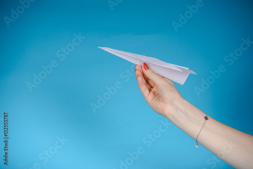 Paper plane, blue background