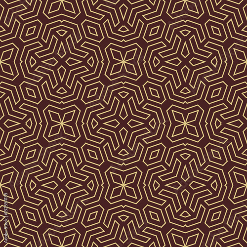 Seamless brown and golden background for your designs. Modern vector ornament. Geometric abstract pattern