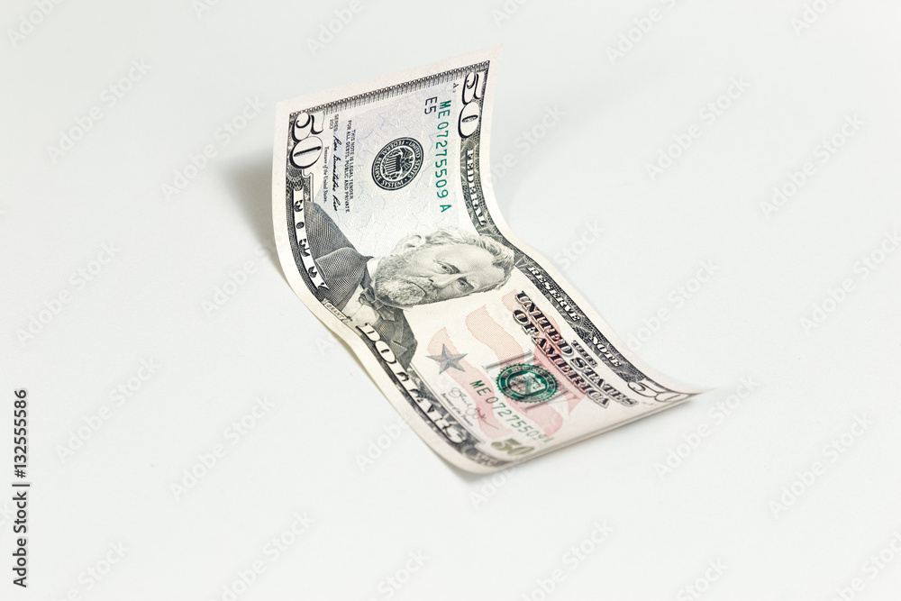 Fifty dollars banknotes on white background Fifty dollars banknotes on white background