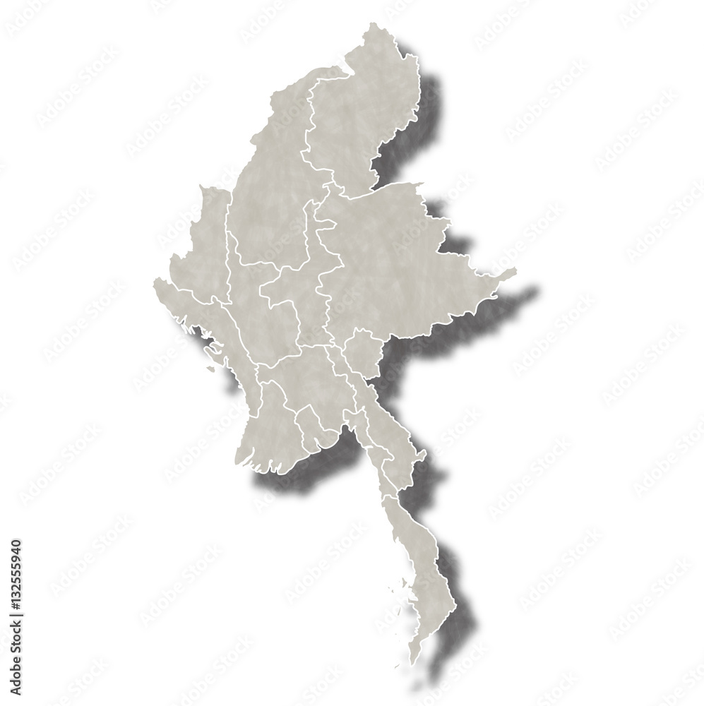 ミャンマー　地図　都市　アイコン 