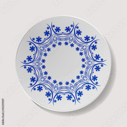 Realistic Plate Vector. Closeup Porcelain Tableware Isolated. Ceramic Kitchen Dish Top View. Cooking Template For Food Presentation.