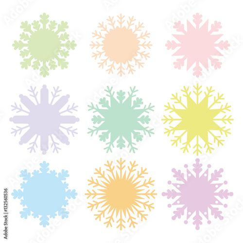 Wallpaper Mural Christmas card design snowflake set blue mint orange pink lilac on white background. Vector Torontodigital.ca