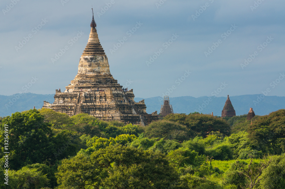 Shwesandaw pagoda landmark of Bagan at sunset, Bagan, Mandalay