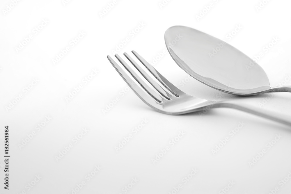 Fork and spoon on white background Fork and spoon on white background
