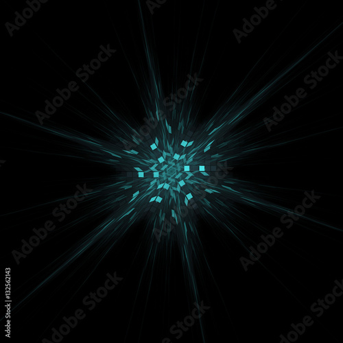 Abstract background. Fractal design. Star pattern. Isolated on black background.