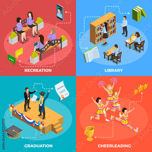 University People 4 Isometric Icons Square 
