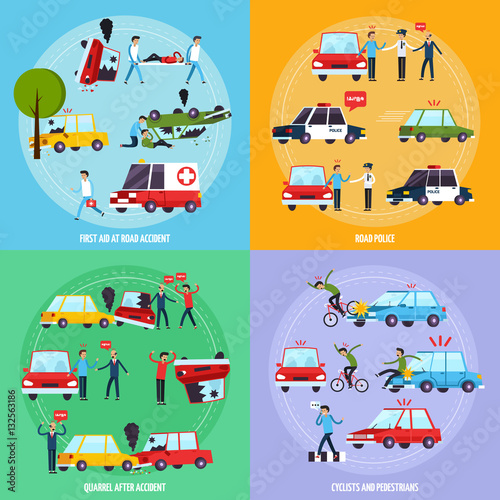 Road Accident Concept Icons Set 