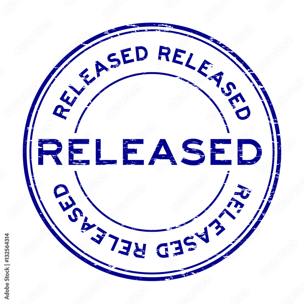 Grunge blue released round rubber stamp on white background Grunge blue released round rubber stamp on white background