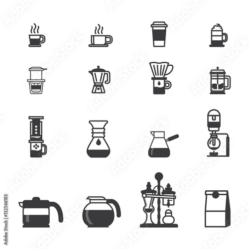 Set of Vector Coffee Elements and coffee machine icons Illustration. can be used as Logo or Icon in premium quality icons style 