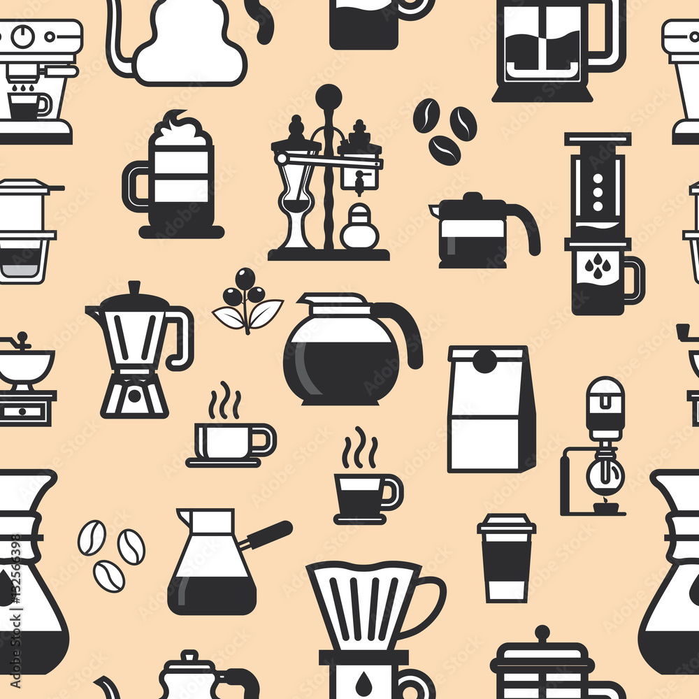 Coffee Pattern Icons vector. Background Coffee Pattern vector. Coffee Pattern Icons vector. Background Coffee Pattern vector.