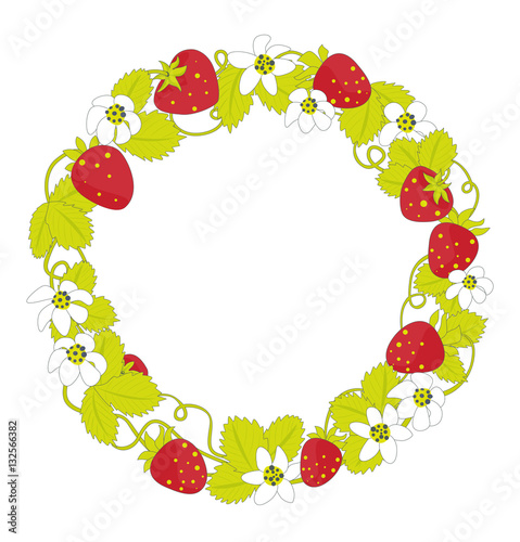 Strawberry round frame. Vector illustration