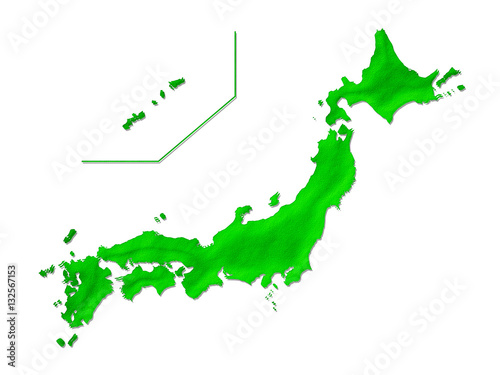 日本地図：立体的