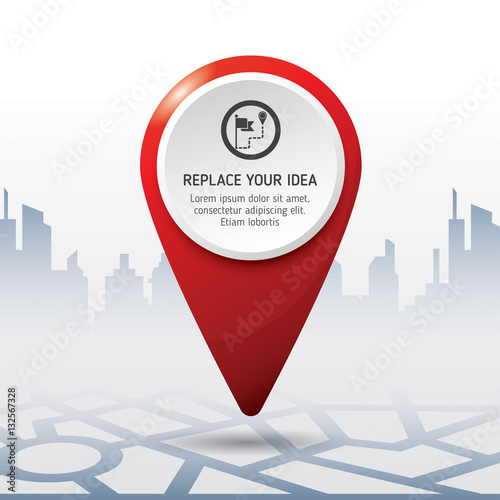 Check in location on the map diagram infographics. Location concept design. Info-graphic inspire to drive your business project. Vector illustration. 