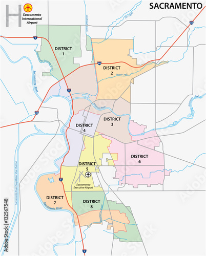 Sacramento district administrative and political map