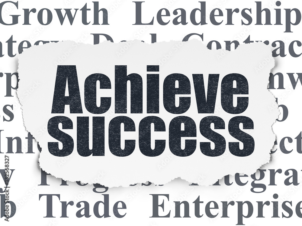 Business concept: Achieve Success on Torn Paper background