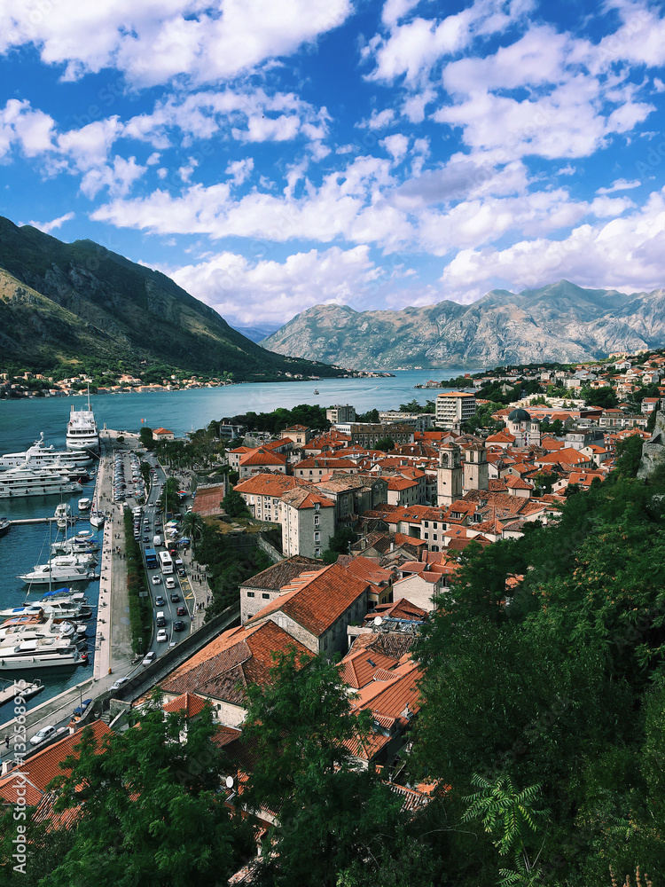 The views of Kotor Bay and old town, Montenegro, Kotor.