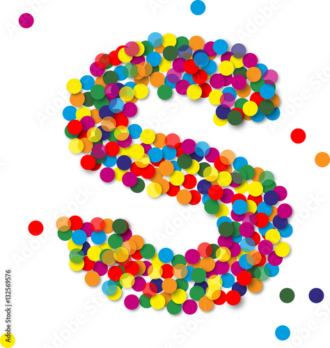 Buntes Konfetti Buchstaben, S, vektor