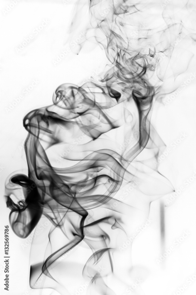 Toxic fumes movement on a white background..