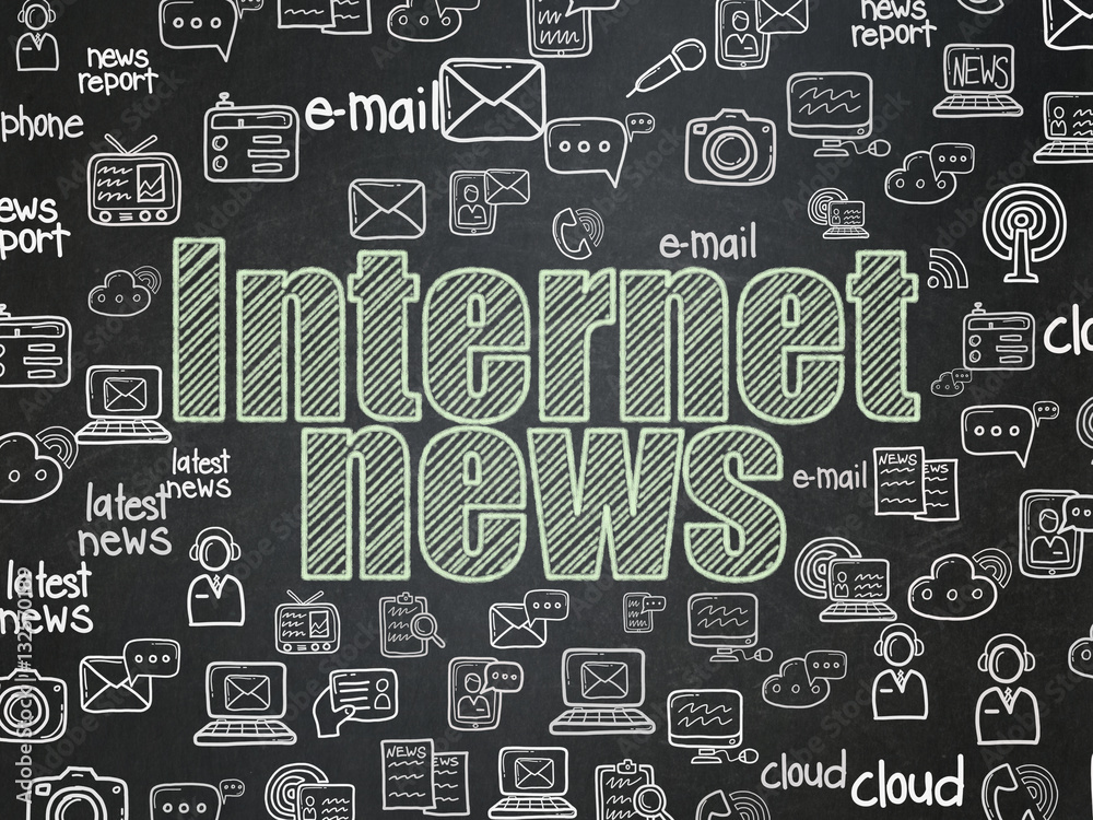 News concept: Internet News on School board background News concept: Internet News on School board background