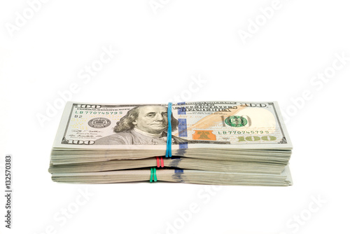 Stacks of dollars isolated with copy space