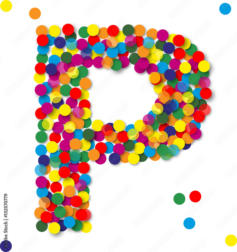 Buntes Konfetti Buchstaben, P, vektor Stock Vector | Adobe Stock