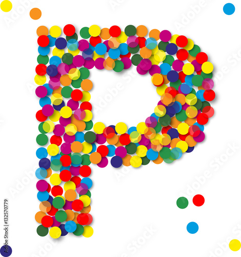 Buntes Konfetti Buchstaben, P, vektor