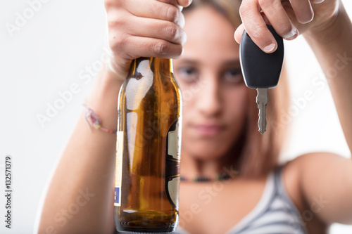 girl asking not to drink and drive photo