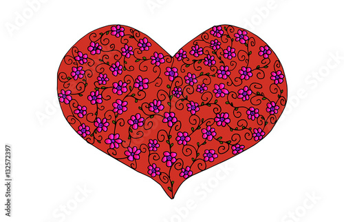 Valentinsherz mit floralem Muster rot und rosa
