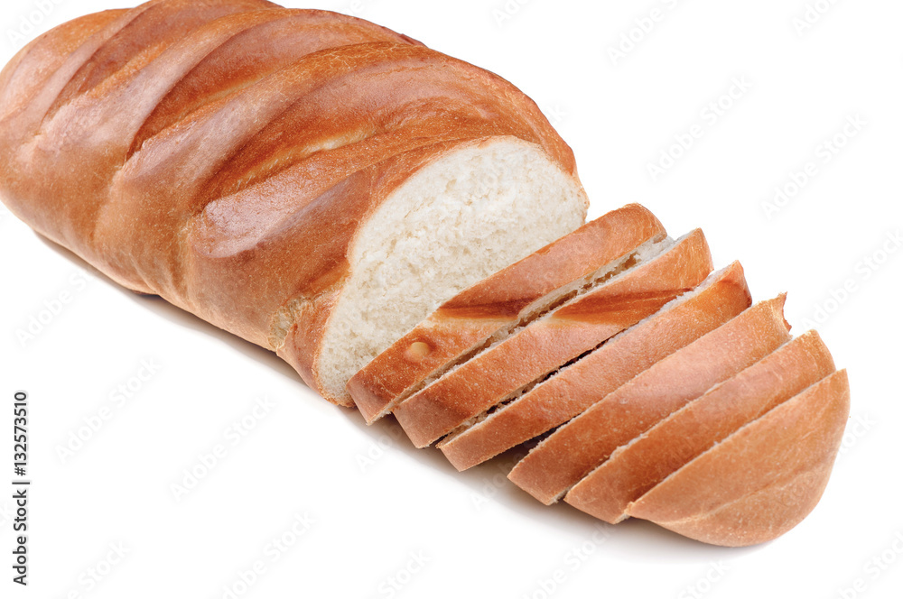 loaf with sliced on a white background loaf with sliced on a white background